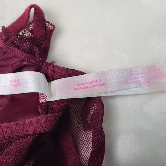 VICTORIA Secret Pink Lace Bralette. Size XS Xtra Small. Burgundy - Picture 4 of 5